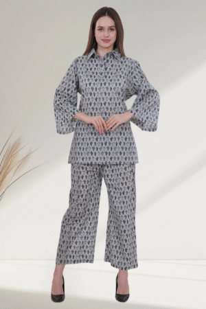 Grey Cotton digital-printed Printed Co-Ord Set for Women - Image 2