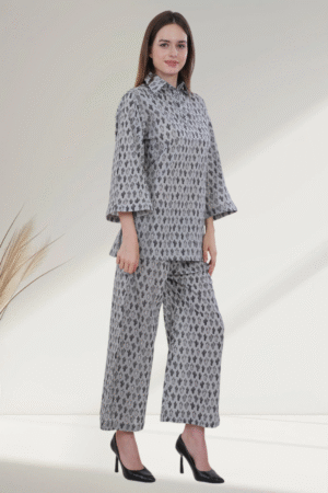 Grey Cotton digital-printed Printed Co-Ord Set for Women - Image 4