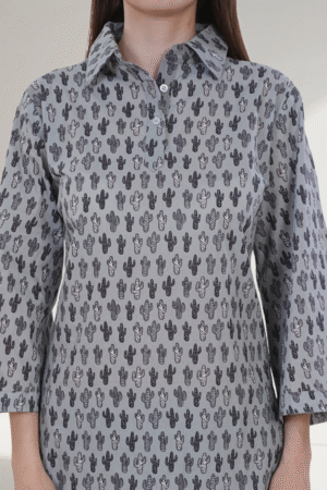 Grey Cotton digital-printed Printed Co-Ord Set for Women - Image 5