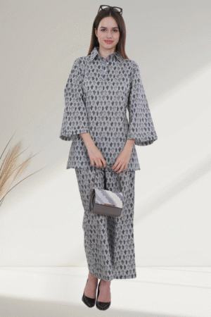 Grey Cotton digital-printed Printed Co-Ord Set for Women - Image 6