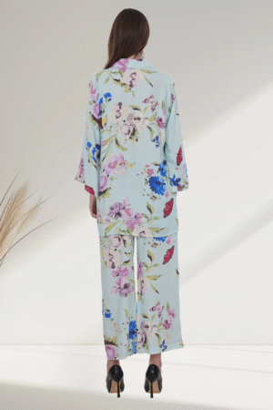 Pastel Green Floral  digital-Printed Co-ord Set for Women - Image 2