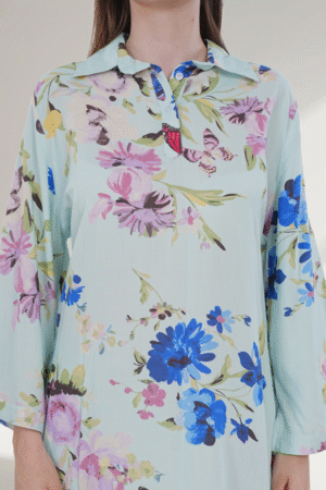 Pastel Green Floral  digital-Printed Co-ord Set for Women - Image 5