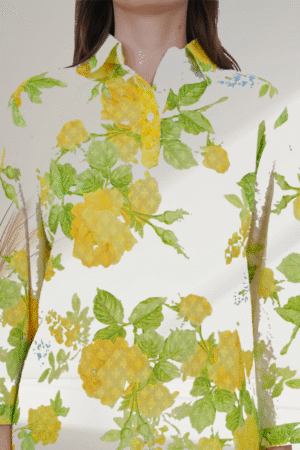 Floral Lemon Yellow & White Cotton digital-printed  co-ord set for Women - Image 4